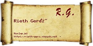 Rieth Gerő névjegykártya